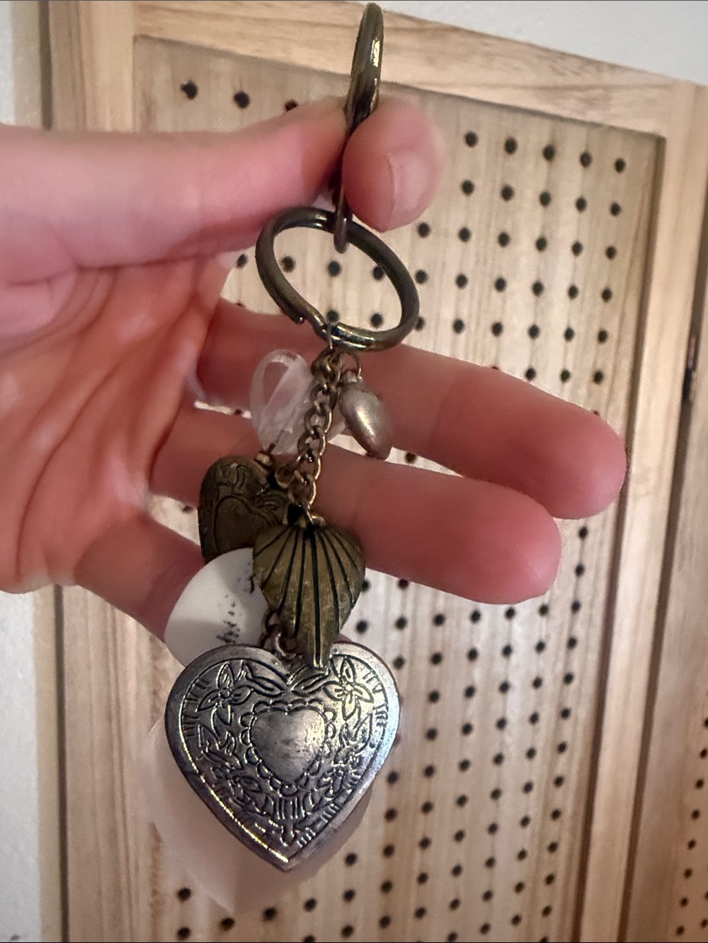Heart Keychain - Mixed Metal and Pink Hearts charms purse bag charm